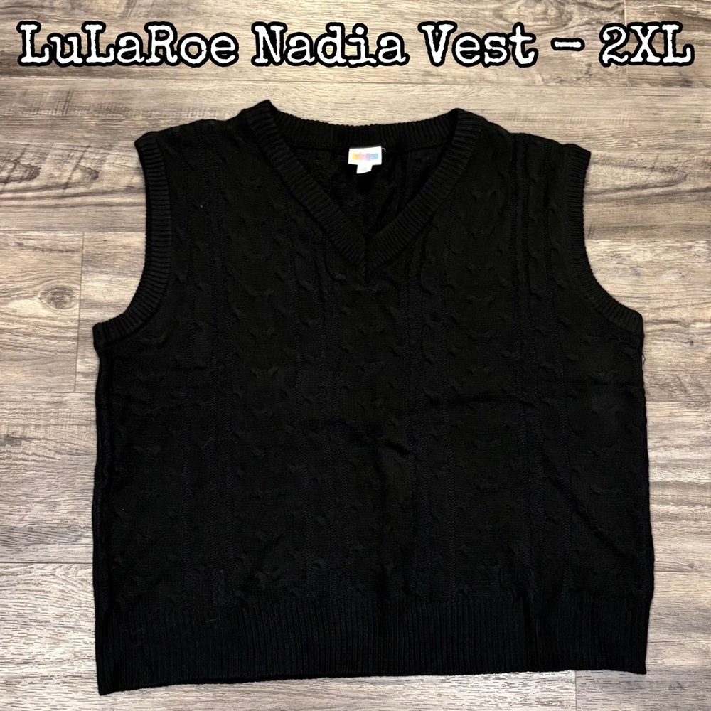 LuLaRoe Nadia Sweater Vest - 2XL - Black